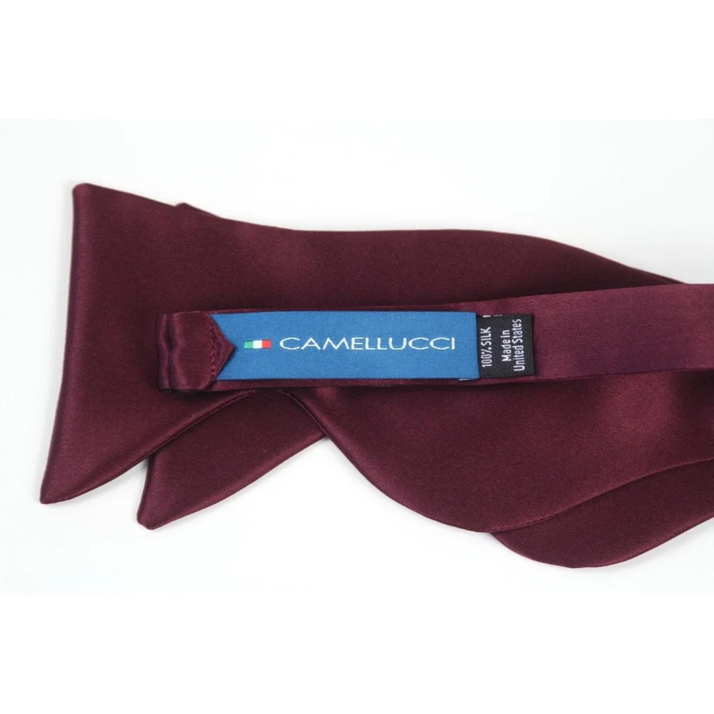 Men's Self-Tie Bow Tie 100%‎ Silk Big Butterfly Wine color Classic Formal
